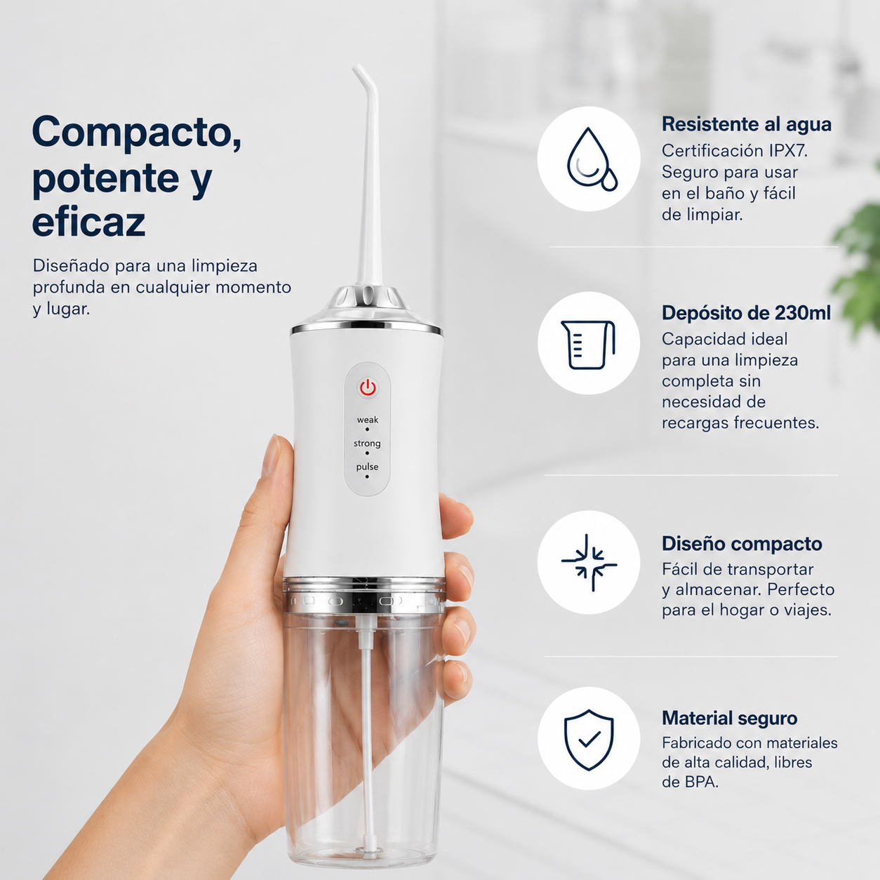 Irrigador Bucal Portátil de Limpieza Profunda